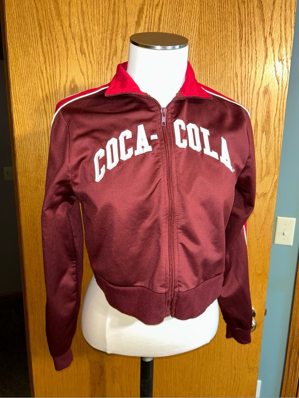 Coca-Cola Jacket Womens Small Full Zip Track Athletic Retro Red Classic 80s 1155